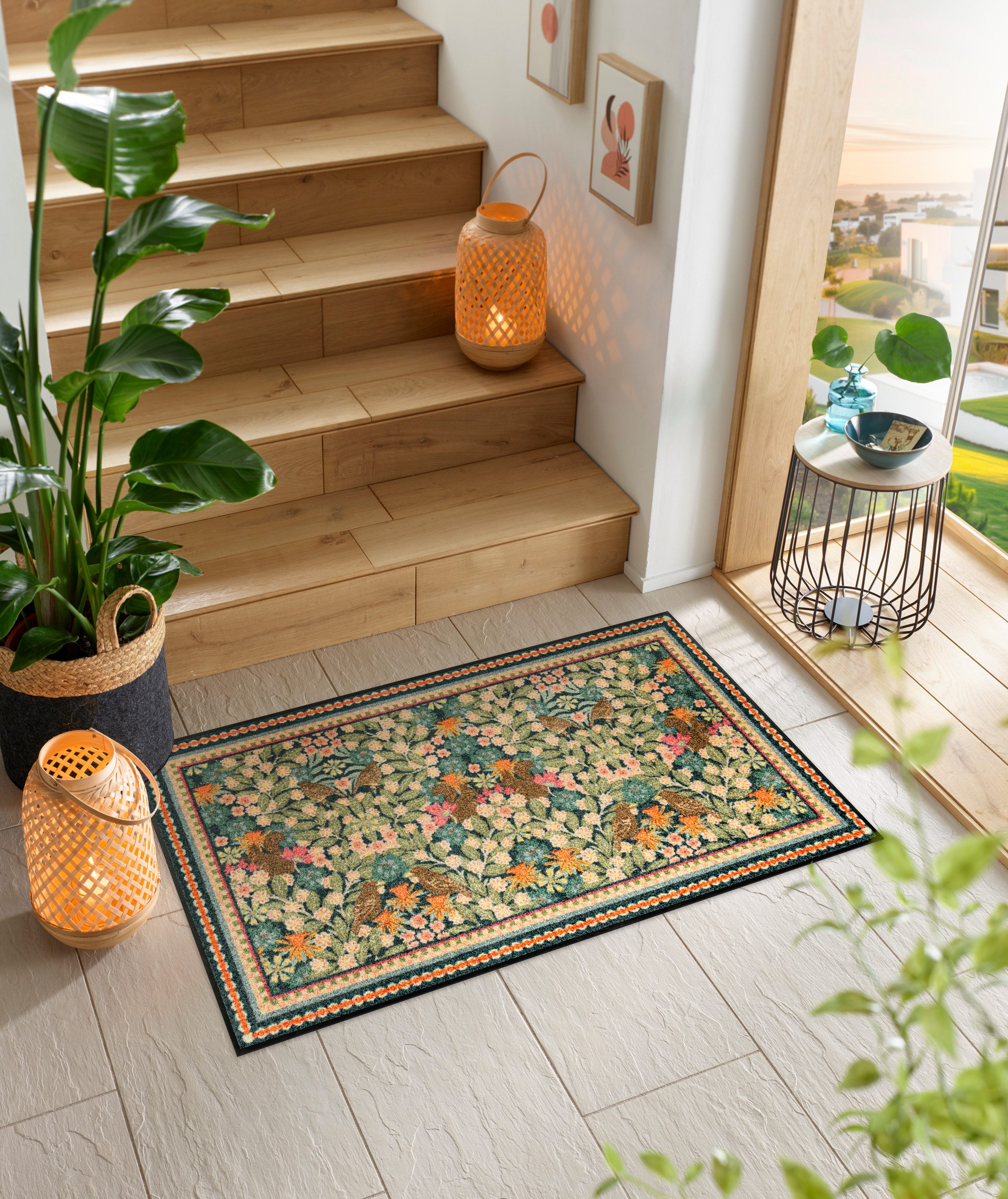 wash+dry by Kleen-Tex Fußmatte Garden Luxe Blue, rechteckig, Höhe: 7 mm, au günstig online kaufen