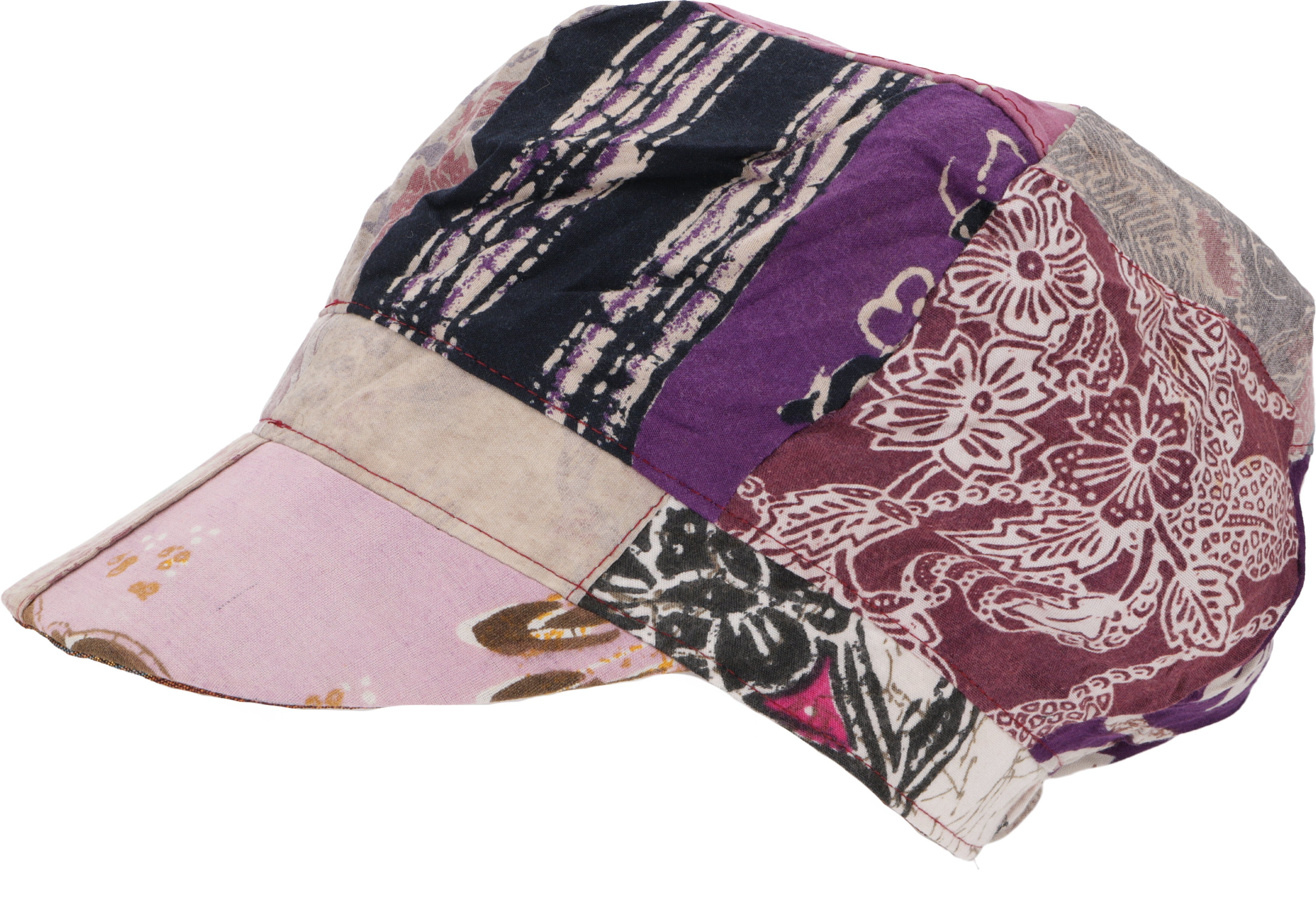 Guru-Shop Strickmütze Patchwork Boho Kappe, Ballon Mütze - flieder günstig online kaufen