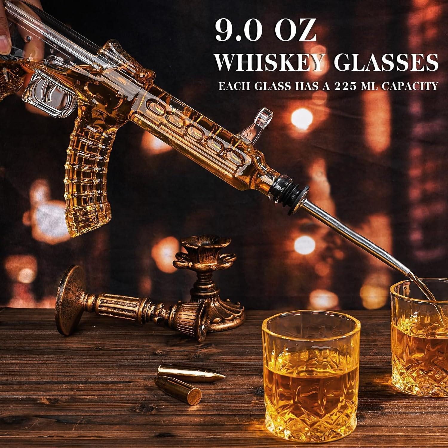 LuxusKollektion Karaffe Karaffen Set Whisky AK47 2 Gläser Weihnachtsgeschenk Herren B2