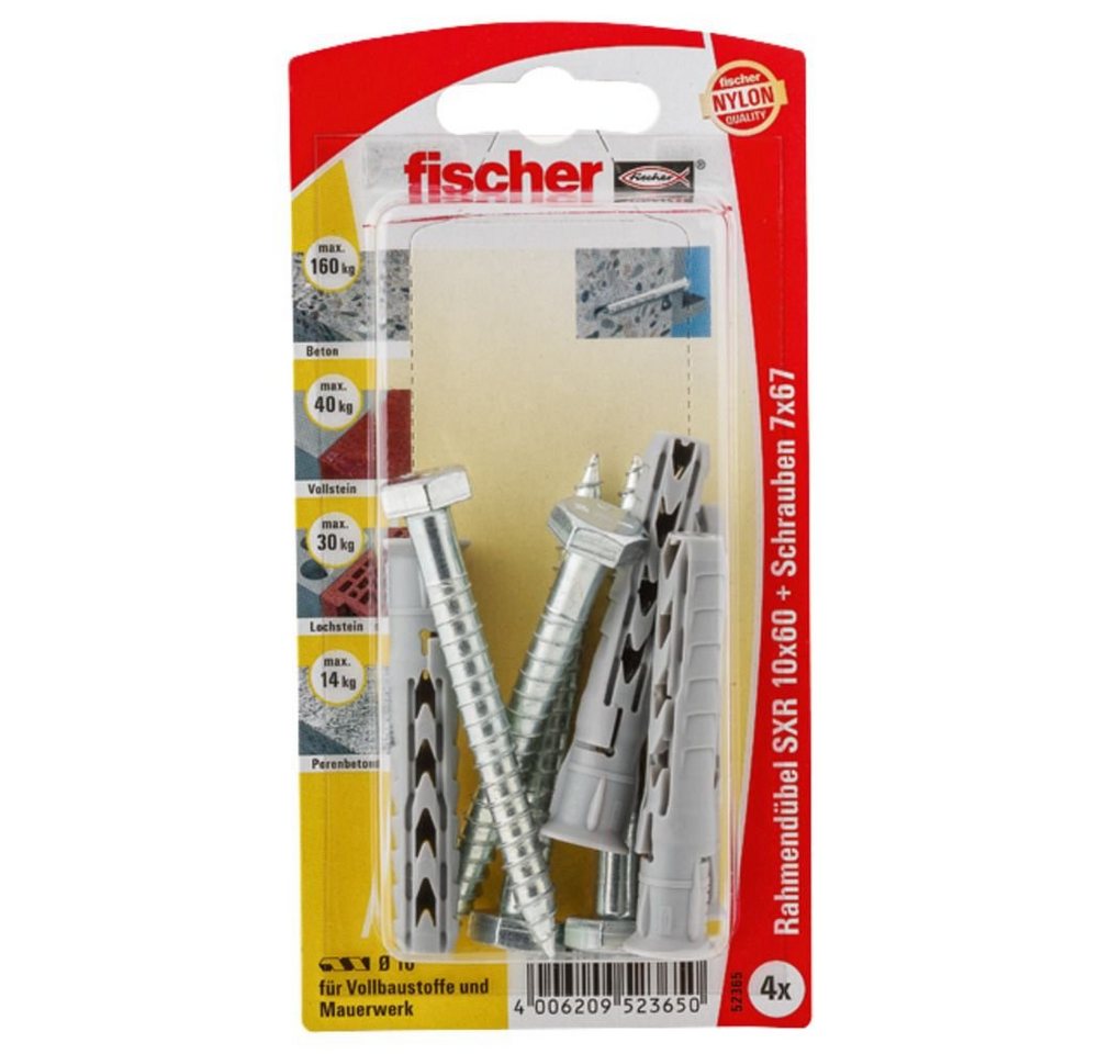 Thumbnail - fischer Schrauben- und Dübel-Set Fischer Langschaftdübel SXR 10.0 x 60 mm - 4 Stück