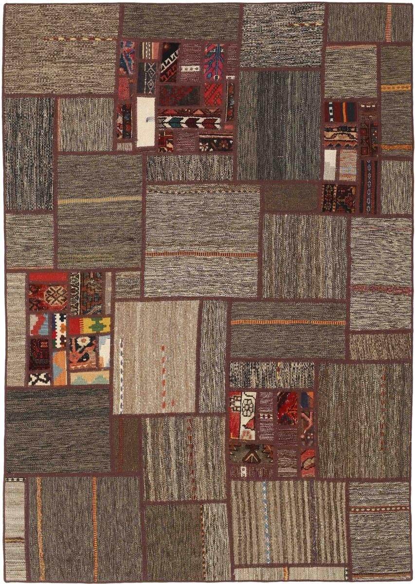 Orientteppich Kelim Patchwork 139x199 Perserteppich, Trading, 4 mm rechteckig, / Höhe: Nain Orientteppich Handgewebter
