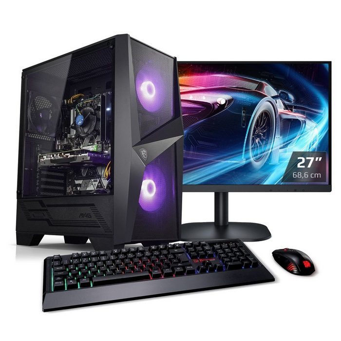 Kiebel Raptor V Gaming-PC-Komplettsystem (27" AMD Ryzen 5 AMD Ryzen 5 5600G RTX 3060 32 GB RAM WLAN RGB-Beleuchtung)