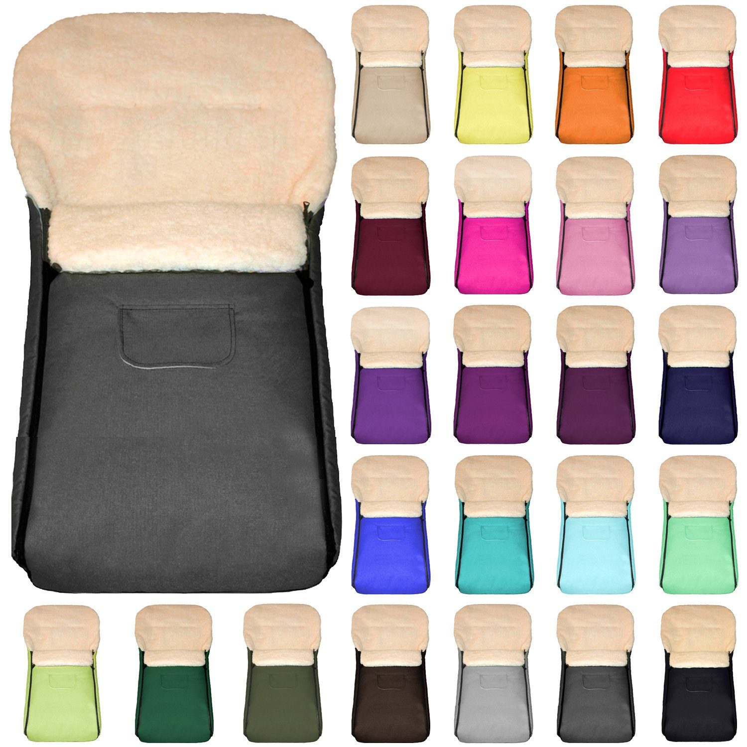 Baby-Joy Fußsack KAI XL 105cm Lammwolle Winterfußsack Thermo Babyfußsack 6 Mon - 3 Jahr, Wetterfest, Thermo-warm und Ultraweich – Bild 5 von 5
