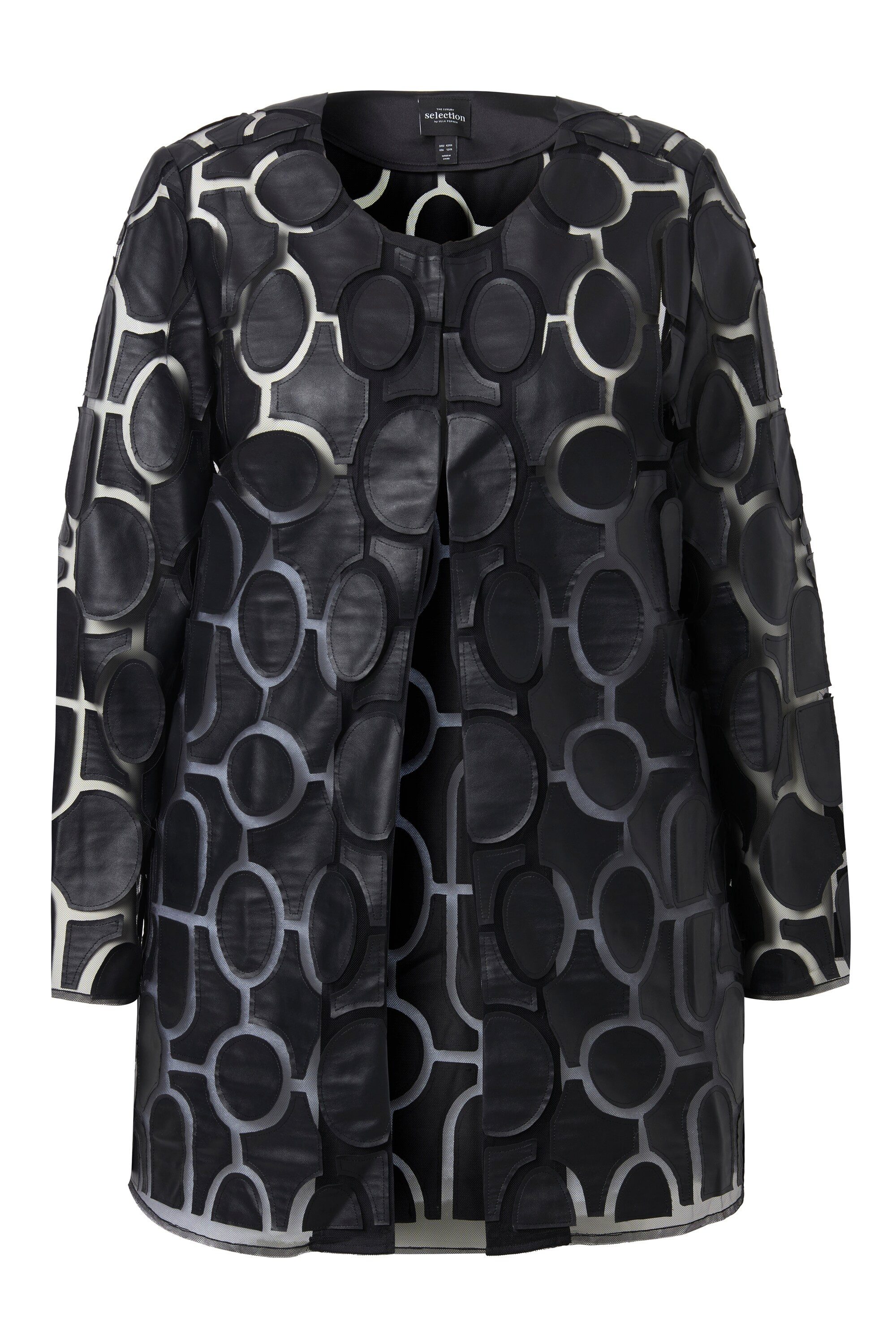 Ulla Popken Sommerjacke Jacke Lederoptik A-Linie Rundhals Hakenverschluss günstig online kaufen