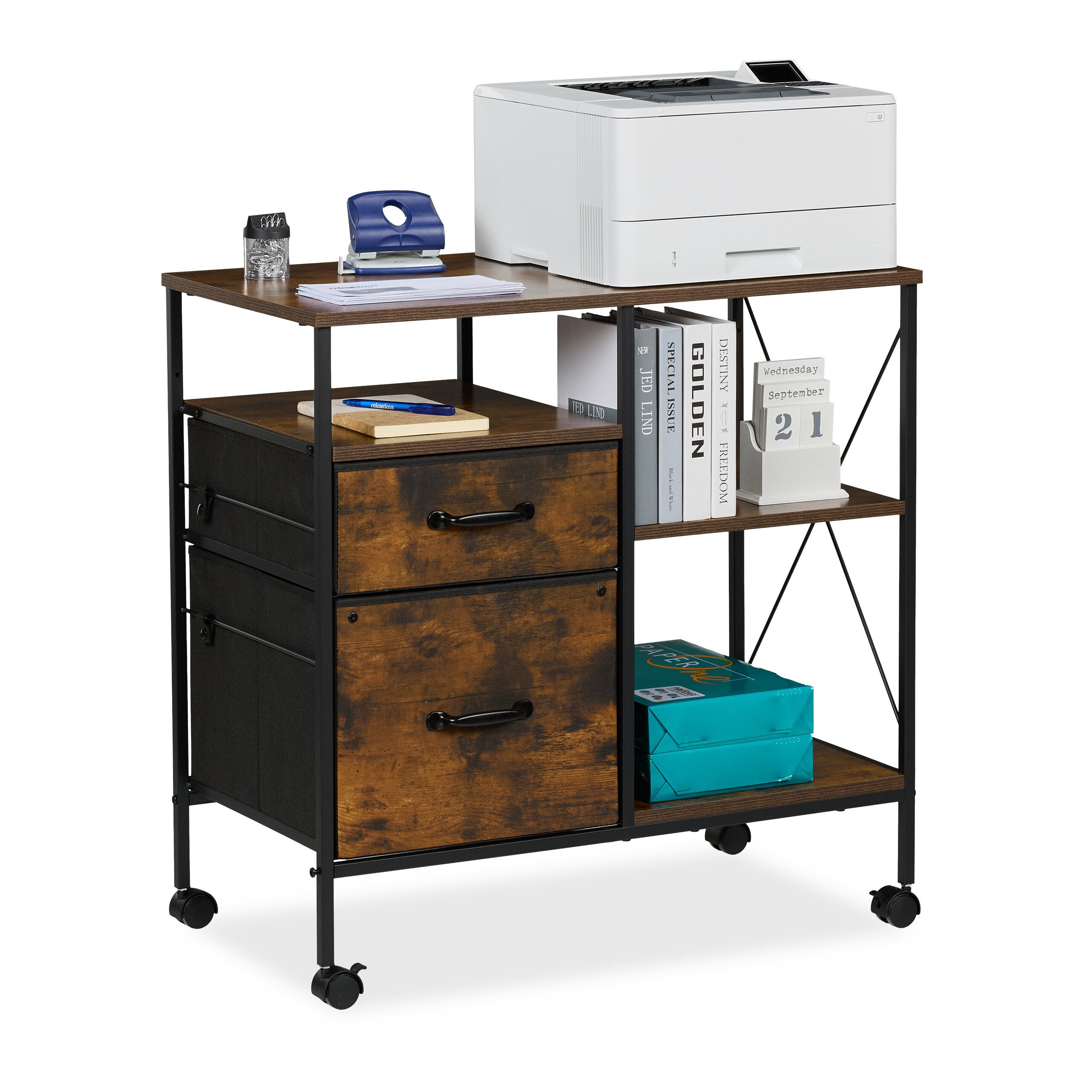 relaxdays Rollcontainer mit Schublade