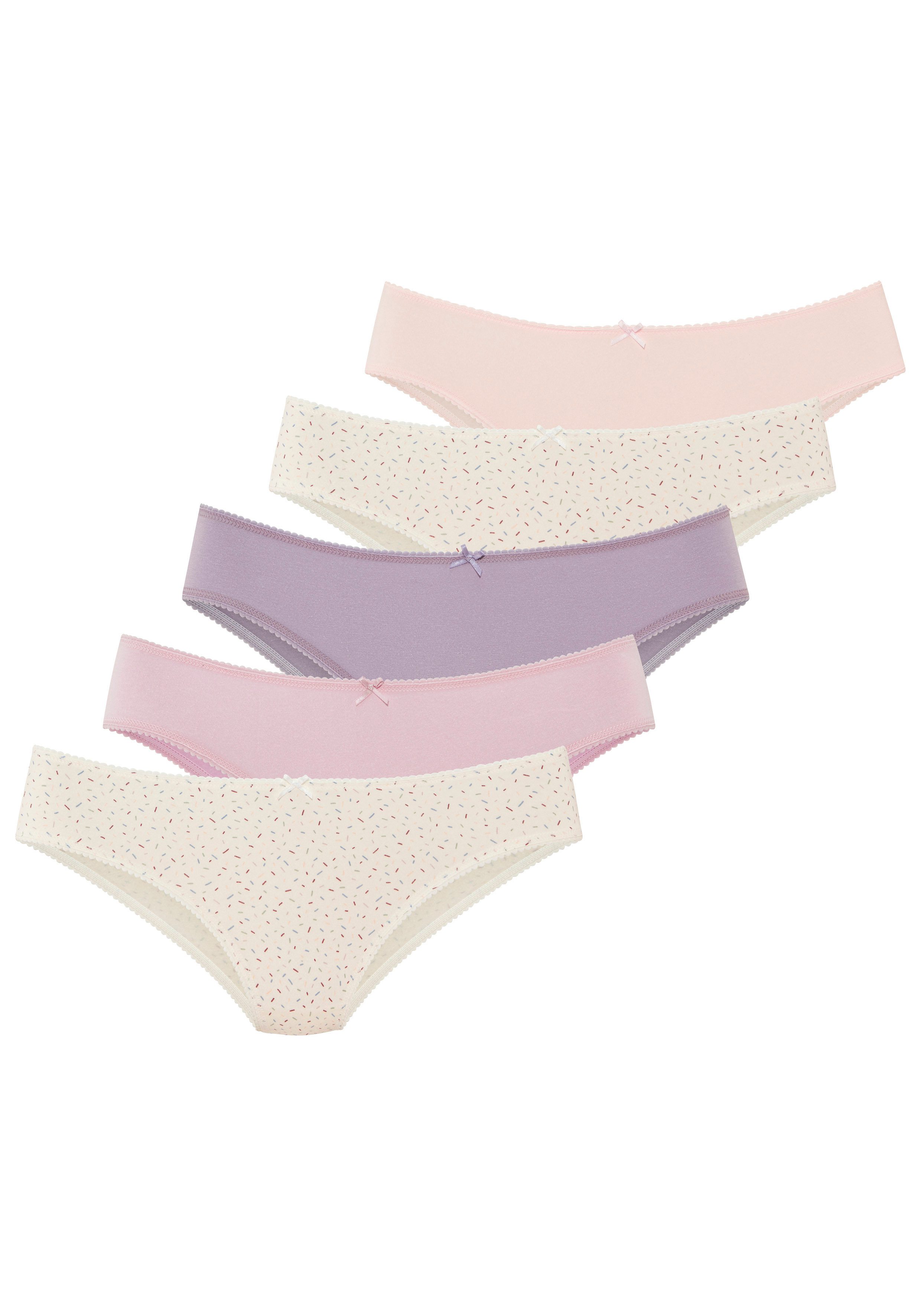 Vivance by Lascana Jazz-Pants Slips (5er Pack) mit kleiner Häkelkante, weiche Baumwollmischung
