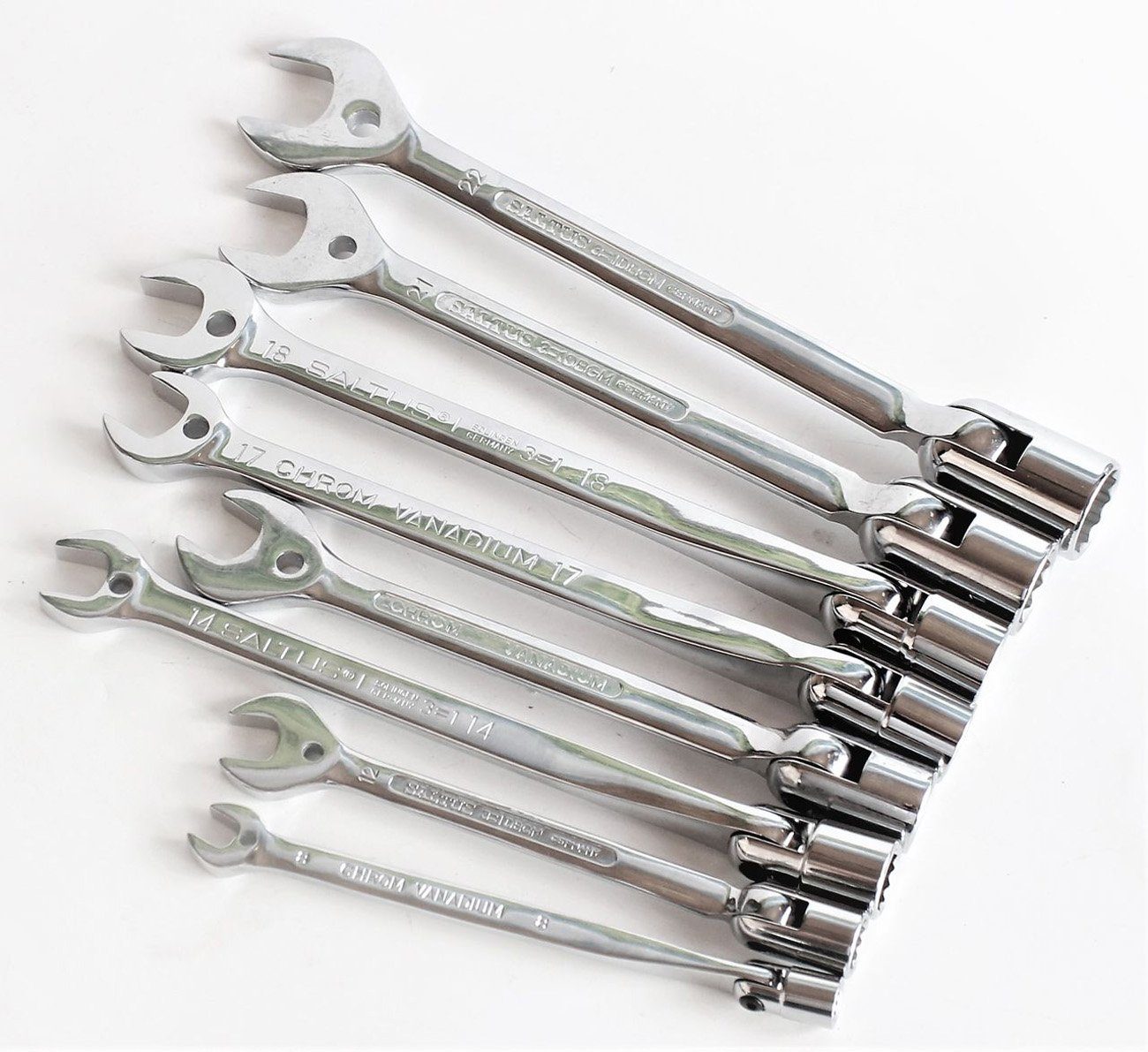 Saltus Gabelschlüssel SALTUS Gabel-Gelenksteckschlüssel Set 8-teilig 8-22 mm Schrauben…