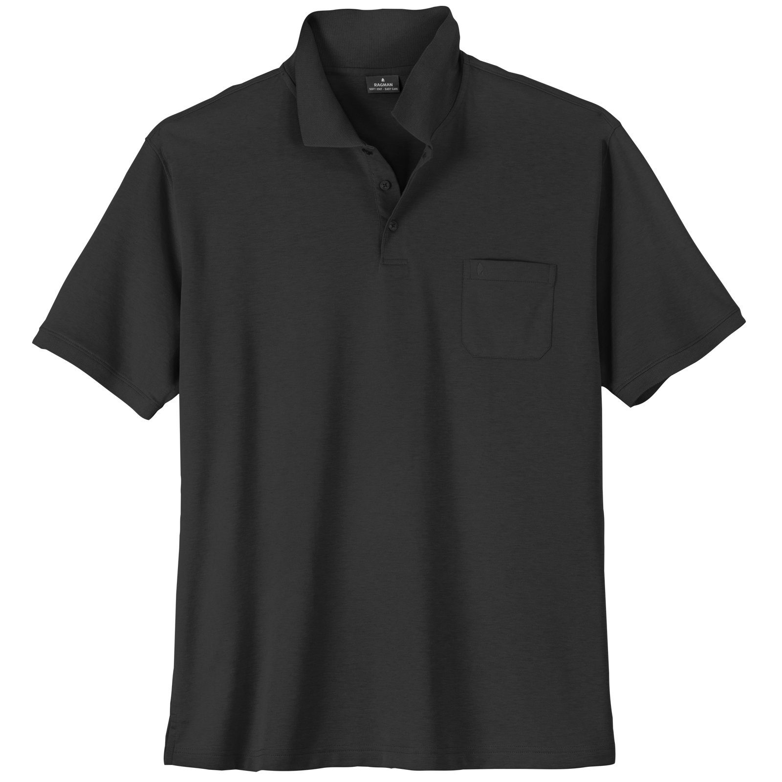 RAGMAN Poloshirt Große Größen Herren schwarz Softknit Poloshirt Ragman