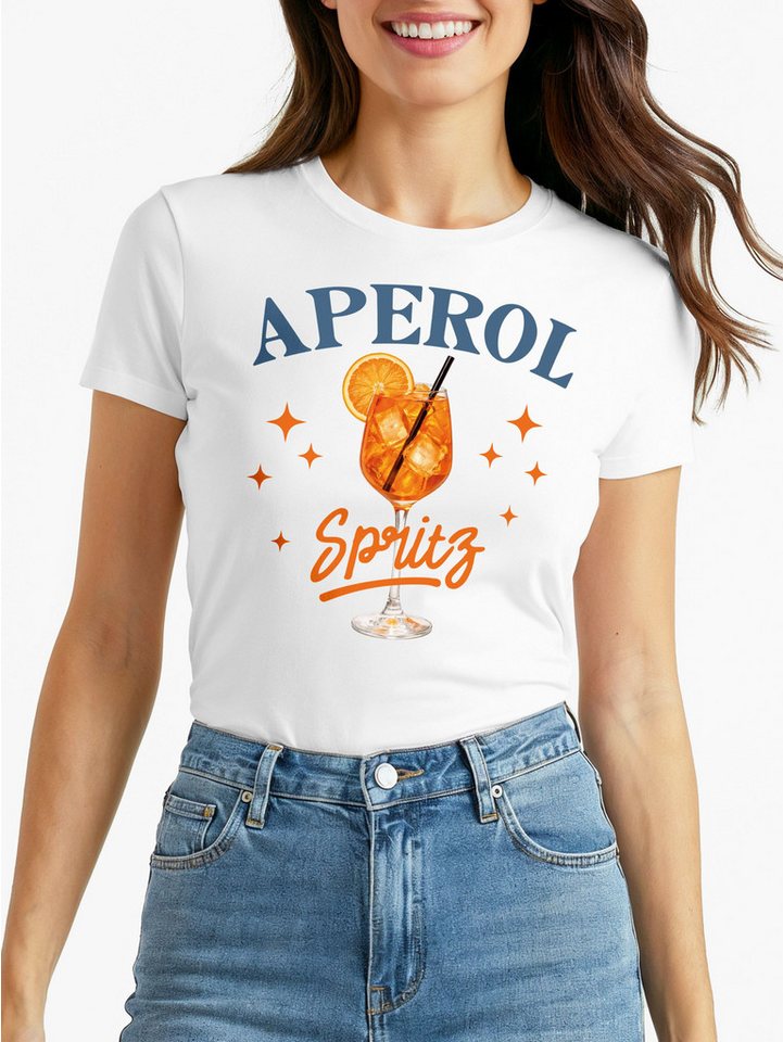 MoonWorks Print-Shirt Damen T-Shirt Spruch - Apéro Spritzgetränk - Kostümidee Mädelsabend mit Print