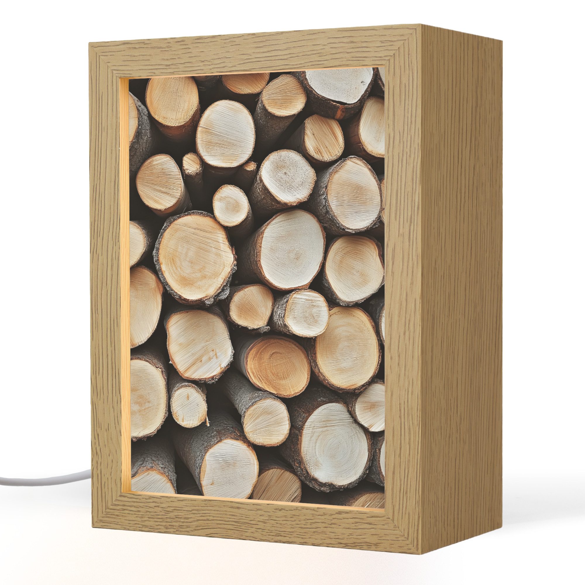 OnlyWow Tischleuchte Holz - Baumstämme - Textur, Dimmbar, Farbwechsel, LED, Warmweiß, Kaltweiß, Neutralweiß Einstellbar, Tischlampe, Schreibtischlampe, Desk, Dimmbar, mit Kabel, LED