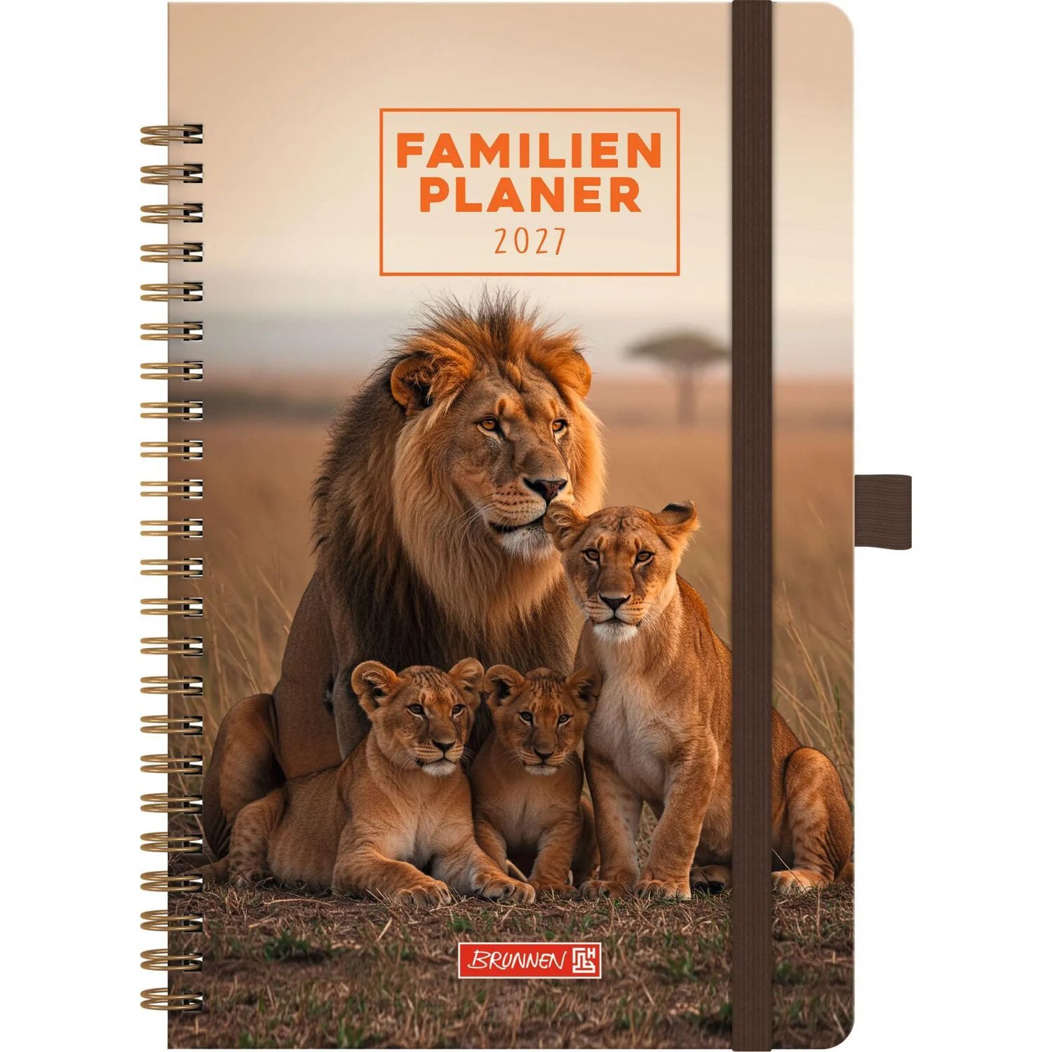 Baier & Schneider Familienkalender BRUNNEN 1070290027 Buchkalender Familienplaner 2027 "Lions" A5, Papier