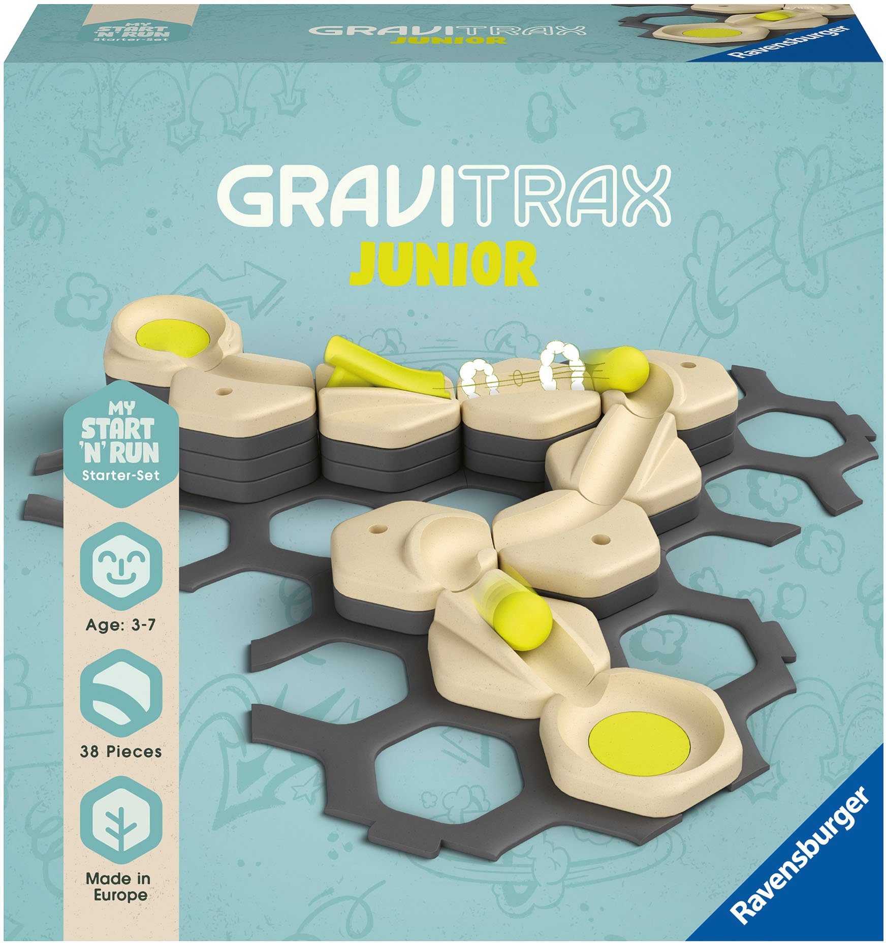 Ravensburger Kugelbahn-Bausatz GraviTrax Junior Starter-Set S Start and Run, Made in Europe