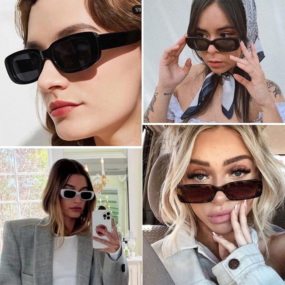 BEARSU Sonnenbrille »Rechteckig Sonnenbrillen für Damen Herren Trendige  Retro Mode Brille 90er Vintage modisch UV 400 Schutz Quadratischer Rahmen«  (2-St) online kaufen | OTTO