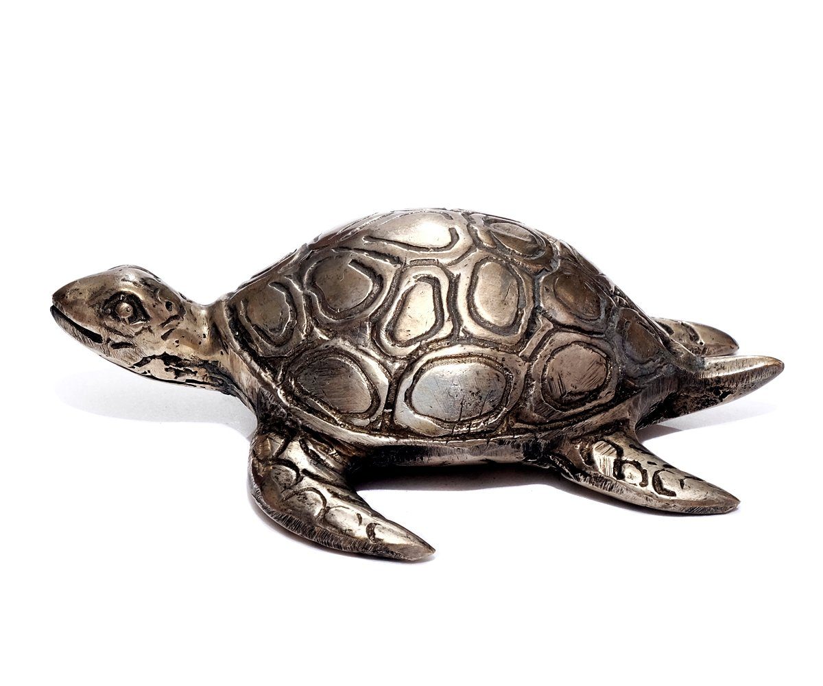 Brillibrum Dekofigur Schildkröte Deko Metallfigur Silber Schildkröten Tierfigur versilbert Skulptur Landschildkröte