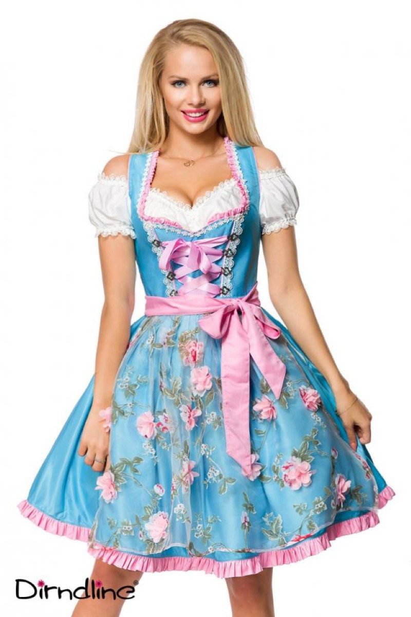Dirndl Dirndline - Dirndl mit Blumenschürze - (3XL,L,XL)