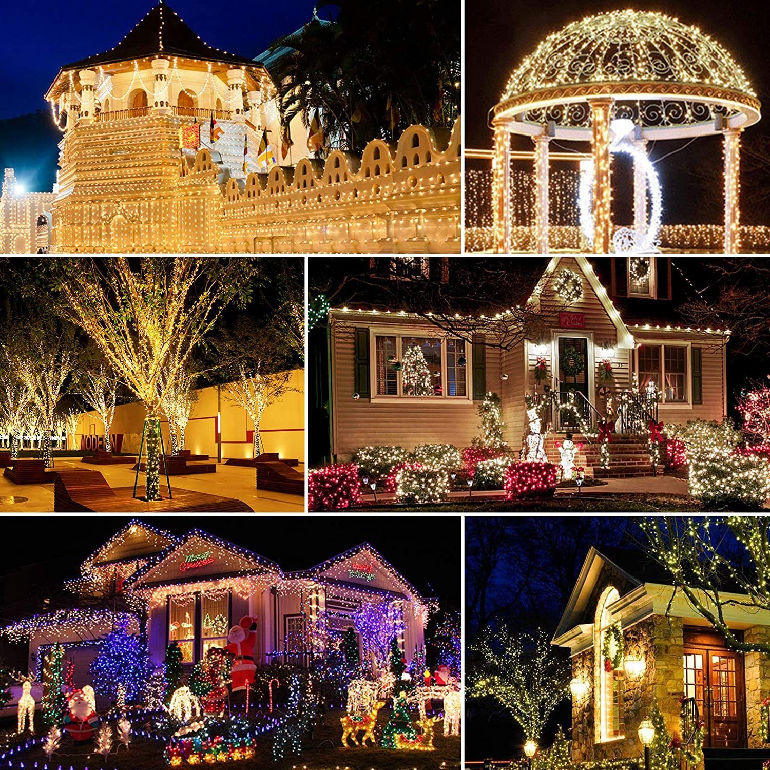 Rosnek LED-Lichterkette Solar,Wasserdichte,mit Fernsteuerungs,für Garten Hinterhof Weihnachten, LED-Netzlichter,1.5*1.5/3*2M