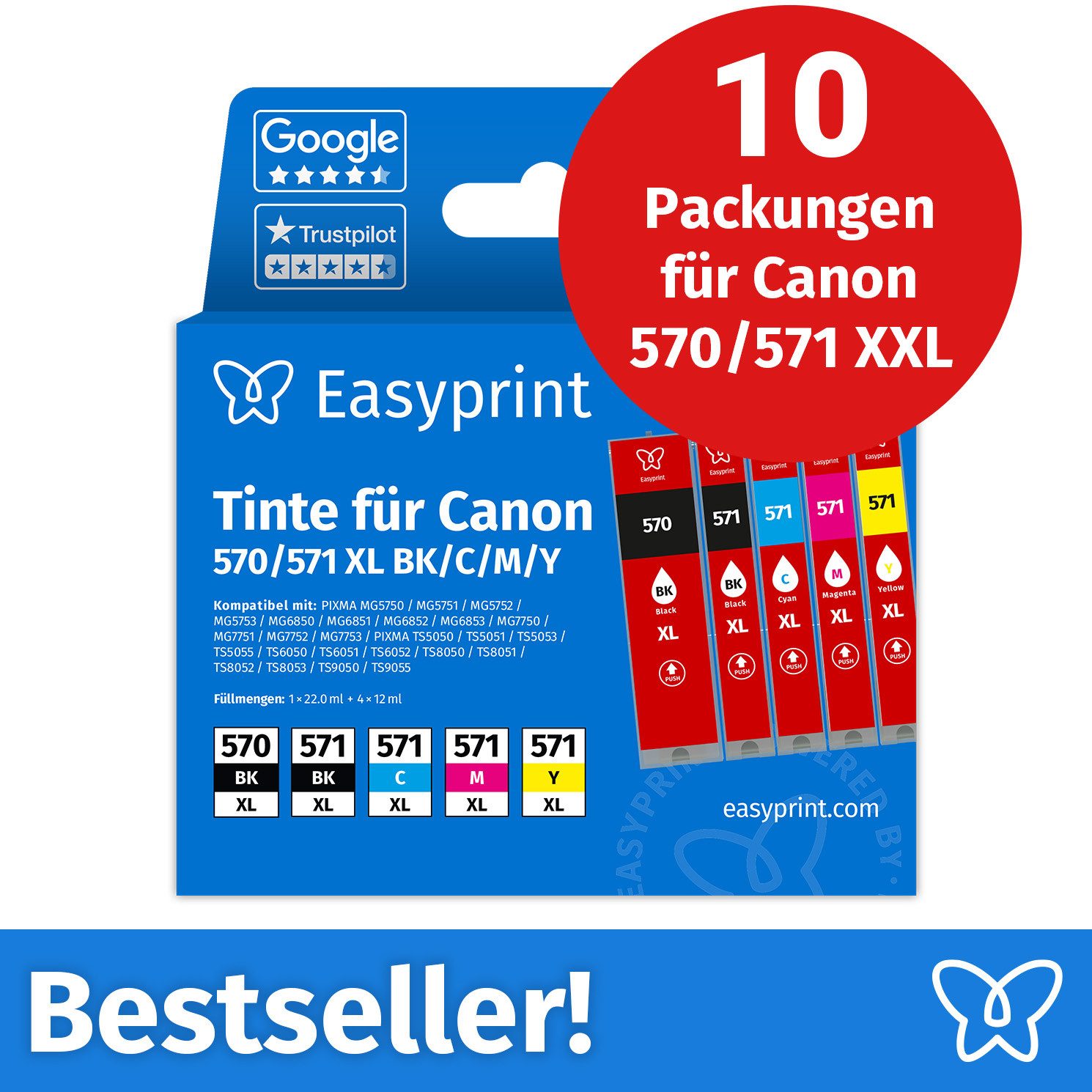 Easyprint Tintenpatrone (Packung, 10-tlg)