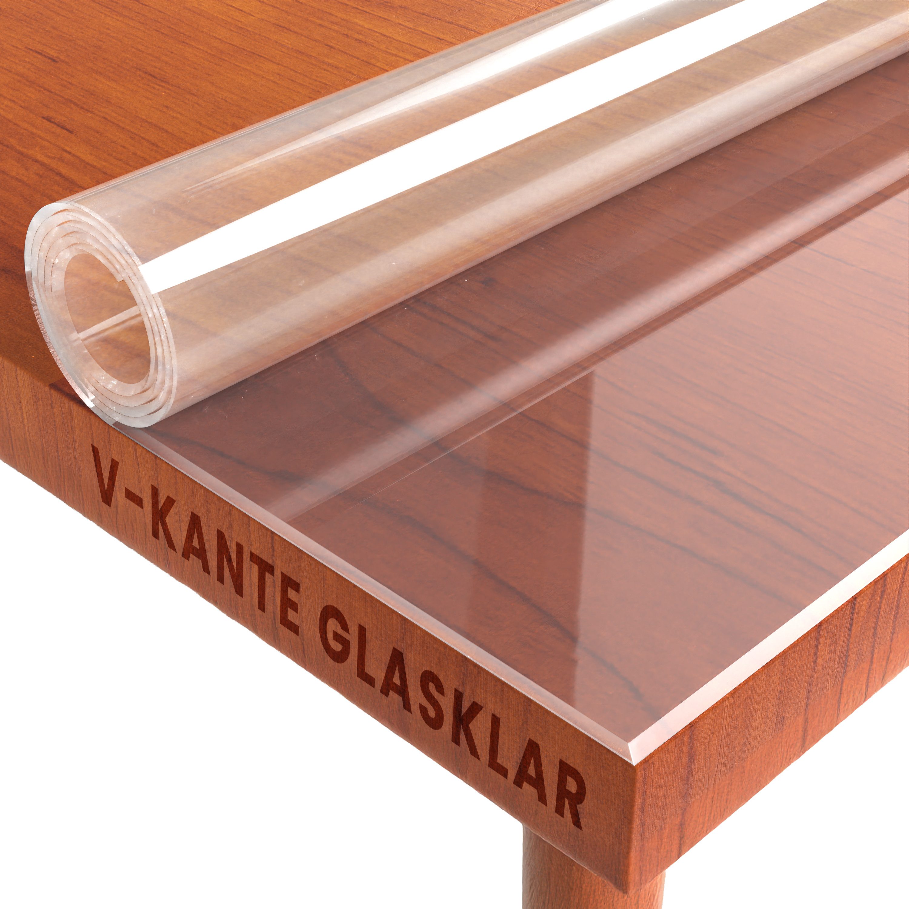 DecoHomeTextil Heimtextilmanufaktur Tischdecke Transparente Folie 2mm abgeschrägte V Kante Schutzfolie, robust, reißfest, schalldämmend