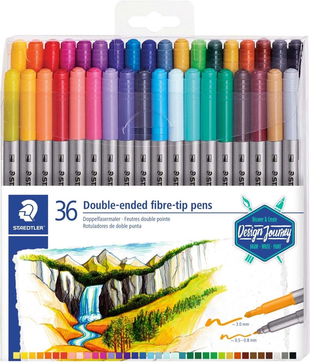STAEDTLER Filzstift Doppelfasermaler Twin-tip pen VE=36 Farben (6 Stück)