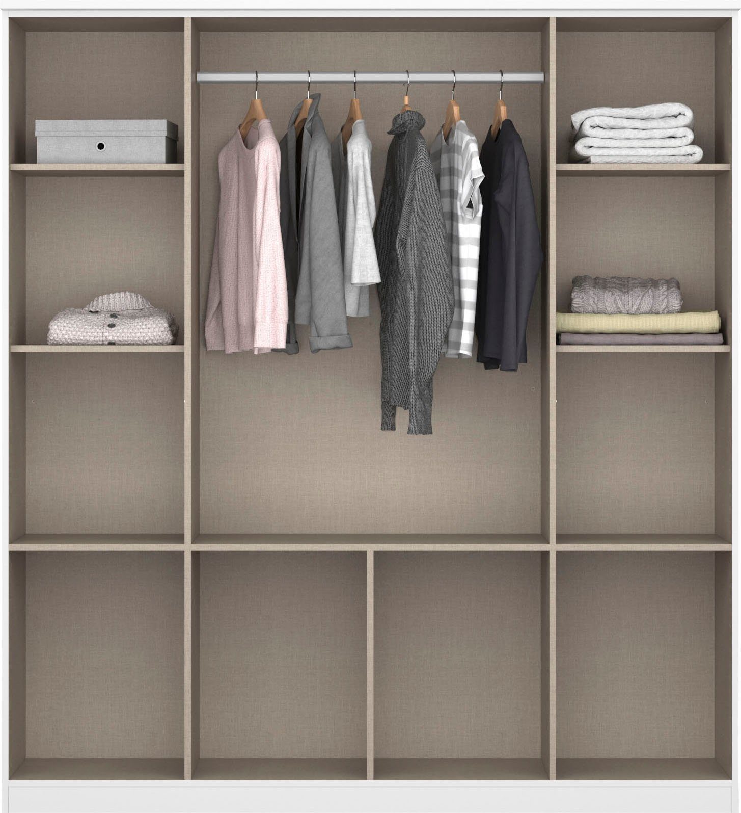 rauch Kleiderschrank Kleiderschrank Schrank Garderobe deckenhoher Schrank BREMEN (optional mit Spiegel, Breiten: 91/136/181 cm, Höhe: 199 cm) in vielen Farbvari – Bild 5 von 5