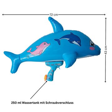 alldoro Wasserpistole 60127, aufblasbare Wasserspritzpistole Delfin, kindgerechtes Design