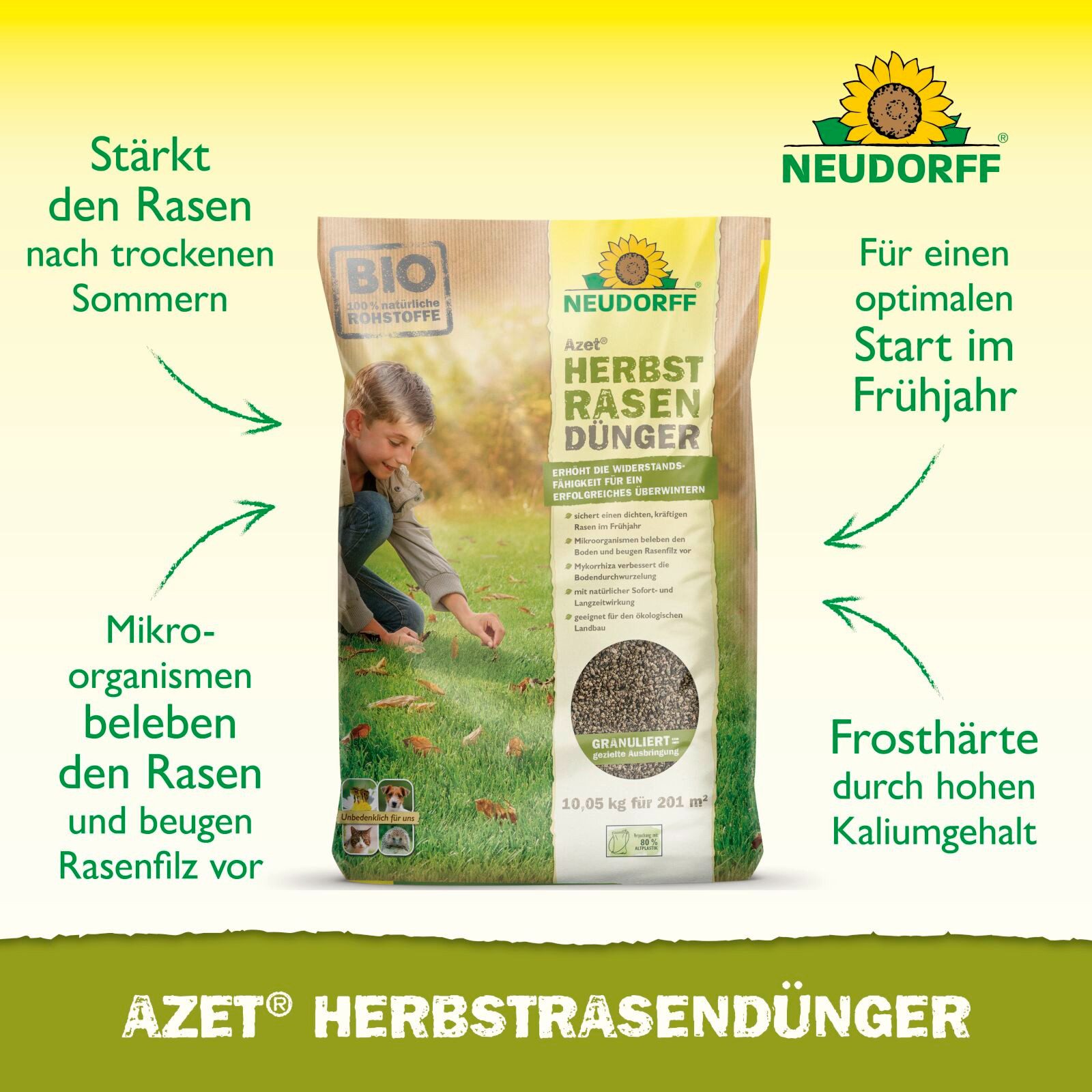 Neudorff Rasendünger Azet HerbstRasenDünger 10 kg – Bild 2 von 5