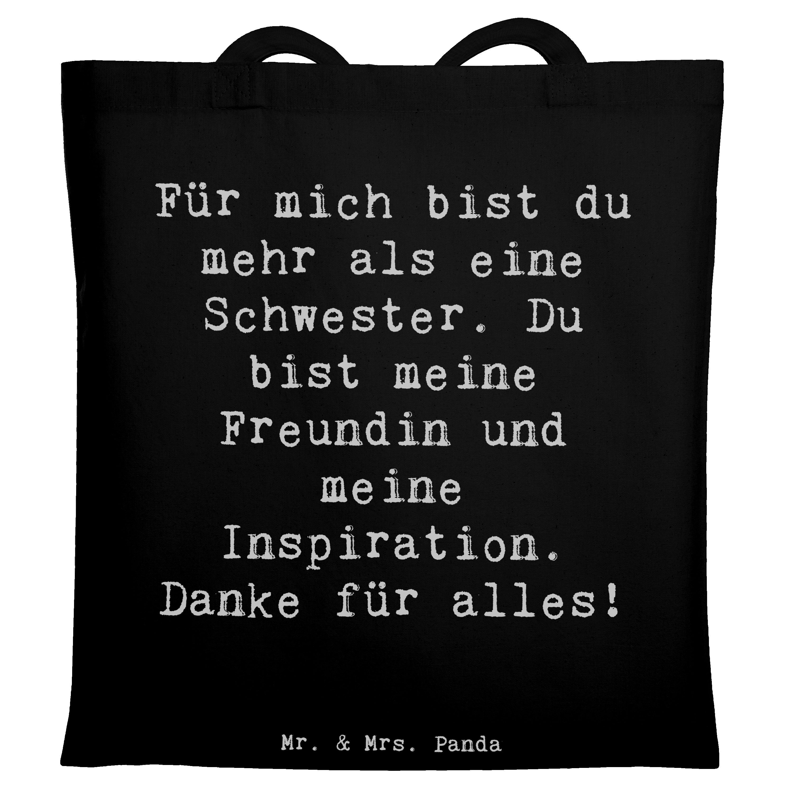 Tragetasche Spruch Meine Schwester, Schultasche, Schwarz, Freundschaft, Bedanken