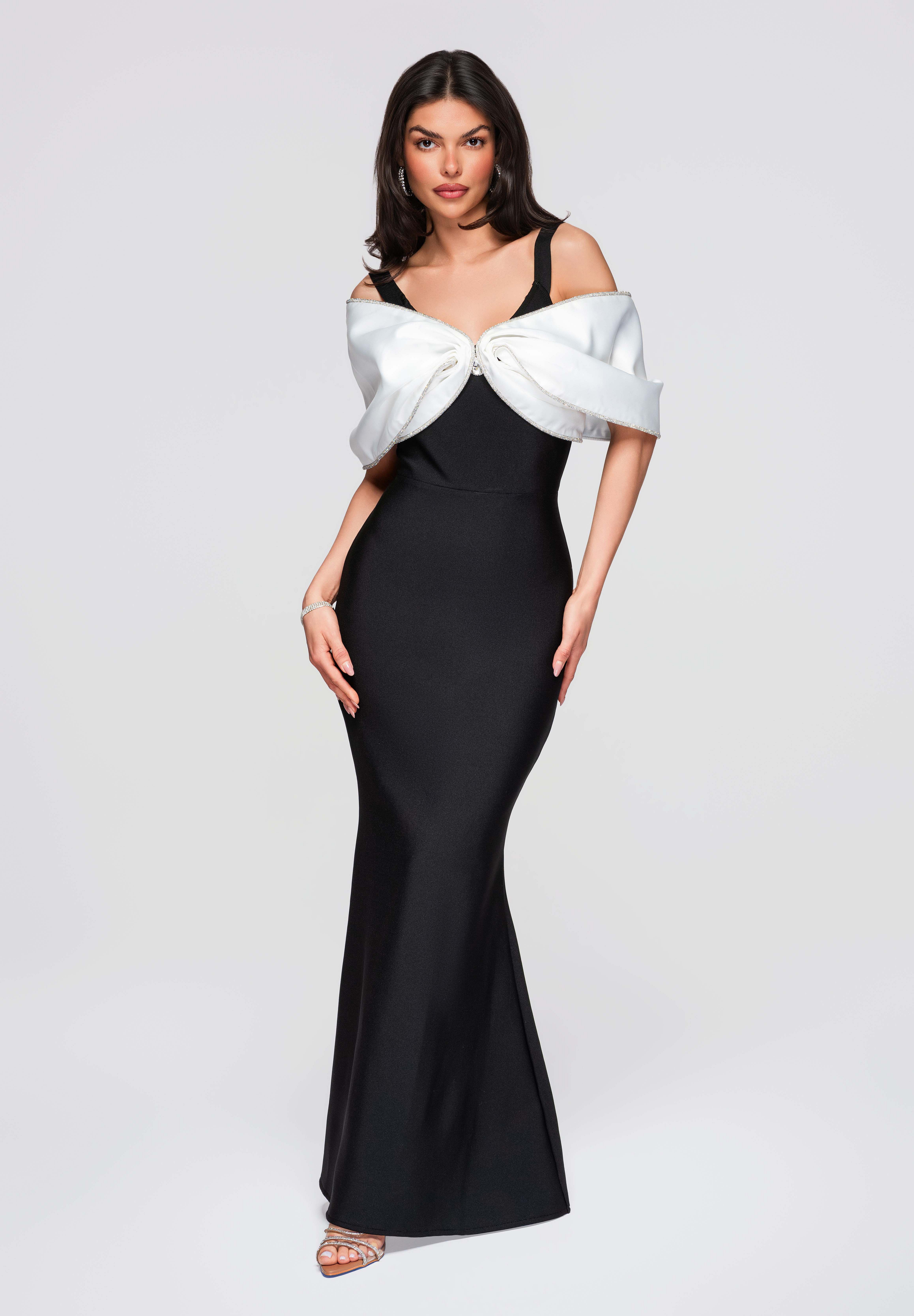 OMBRE Abendkleid Elegantes Bandage-Maxikleid mit Schmuckdetail figurbetonte günstig online kaufen