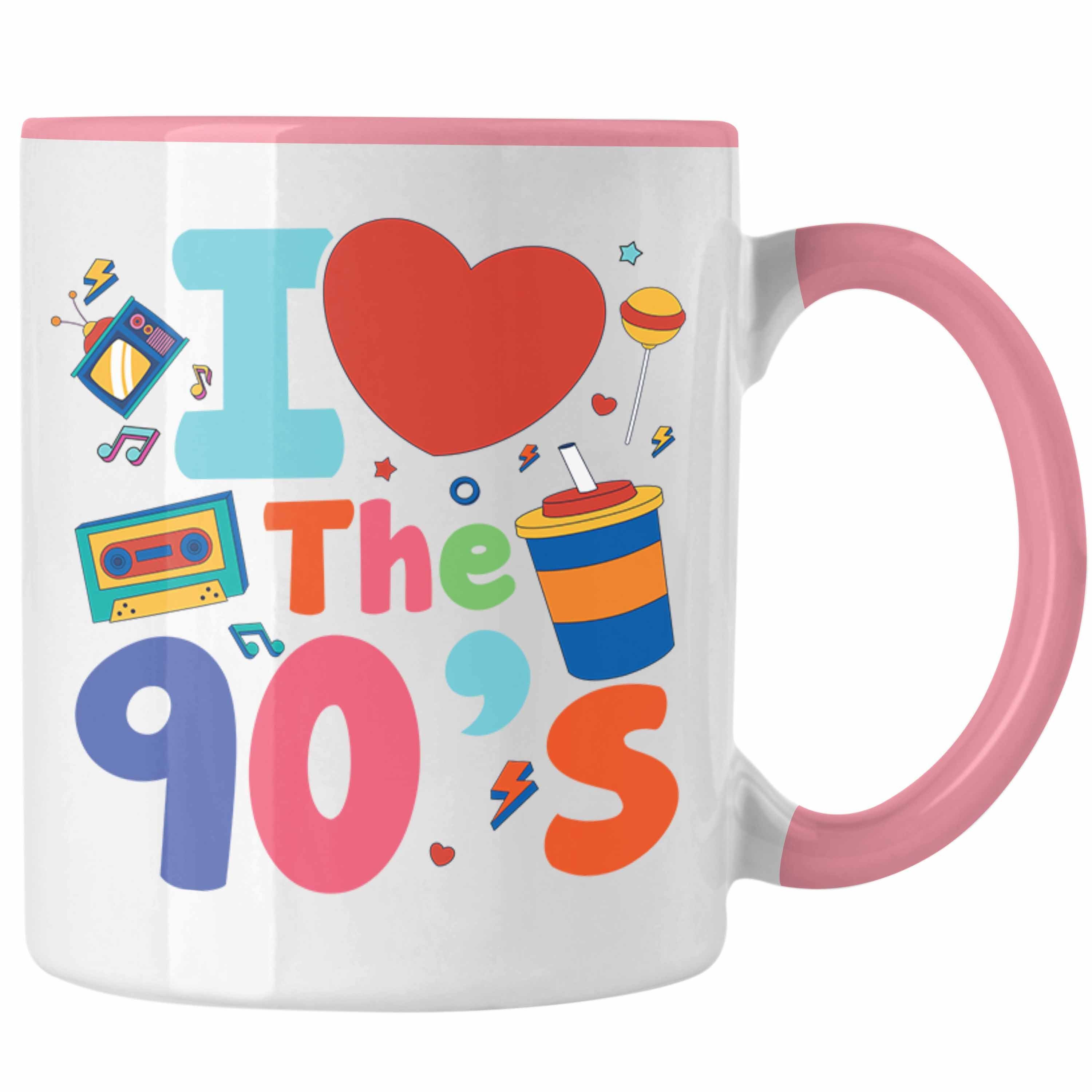 Trendation Tasse Trendation - I Love The 90's 90er Jahre Tasse Geschenk Neunziger Geschenkidee Party Rosa