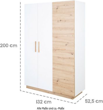 roba® Babyzimmer-Komplettset Lion, (Set, Babybett 70x140 cm, Wickelkommode & Kleiderschrank 3-türig), moderne & zweifarbig - Gitterbett: umbaubar, höhenverstellbar