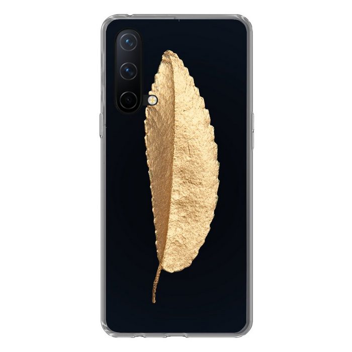 MuchoWow Handyhülle Blätter - Schwarz und Gold - Luxus - Chic - Natur Phone Case Handyhülle OnePlus Nord CE 5G Silikon Schutzhülle