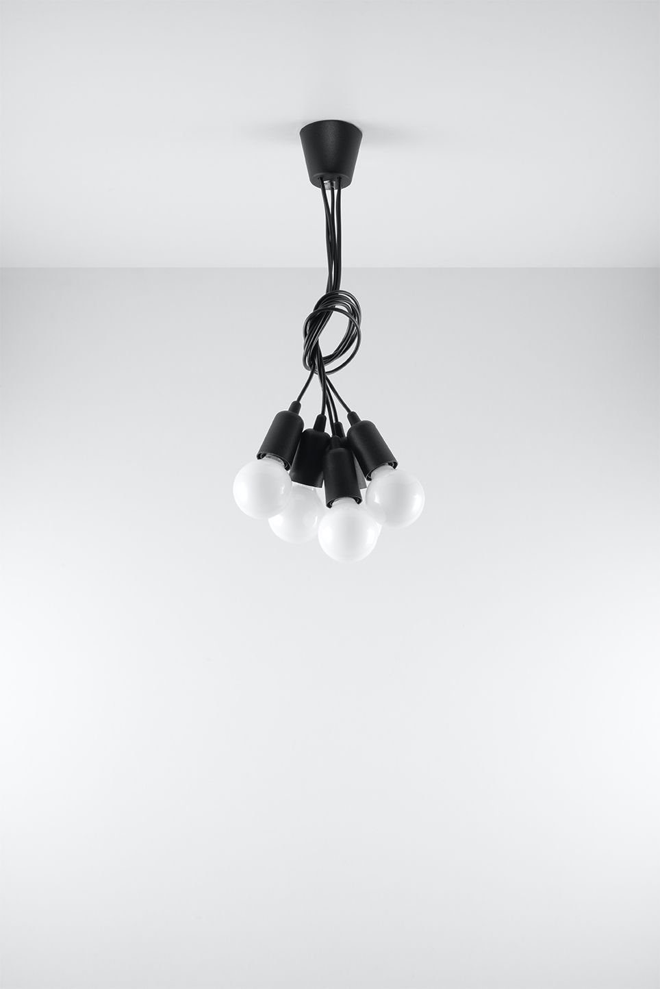 Hängelampe 5xE27 verstellbar Wohnzimmer NESSA, Licht-Erlebnisse ohne Pendelleuchte Küche Leuchtmittel, 90cm Schwarz Retro bis