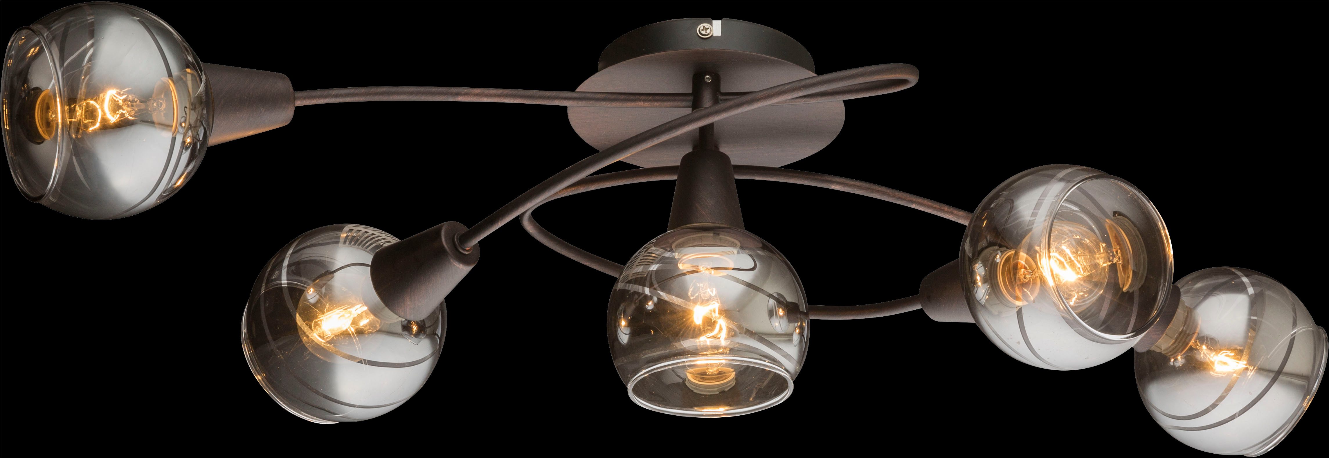 GLOBO LIGHTING Deckenleuchte ISLA, Leuchtmittel wechselbar, Warmweiß, Bronzefarbene Deckenleuchte mit klarem Glas und LEDs