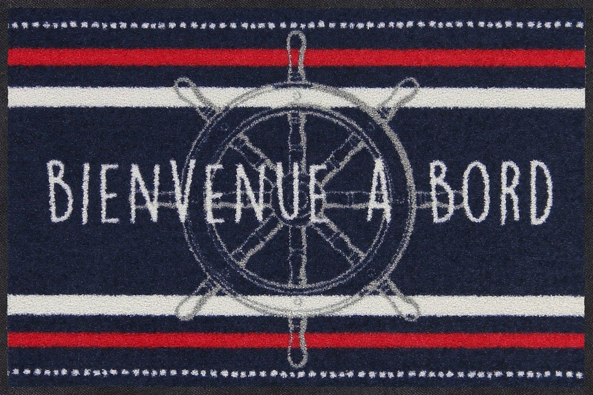 Salonloewe Fußmatte Salonloewe BIENVENUE LA BARRE MARITIME Fußmatte Wohnmatte 50 x 75 cm, Rechteckig, Höhe: 7 mm, In- und Outdoor, waschbar bei 40° Grad und trocknergeeignet