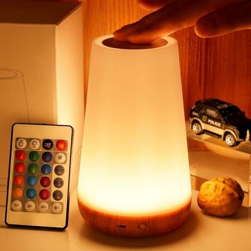 AKKEE LED Nachtlicht LED Nachttischlampe, USB Touch Dimmbar Tischlampe für Schlafzimmer, LED fest integriert, Warmweiß, Kinder Nachtlampe Timing Funktion Kinderzimmer Schlafzimmer Camping