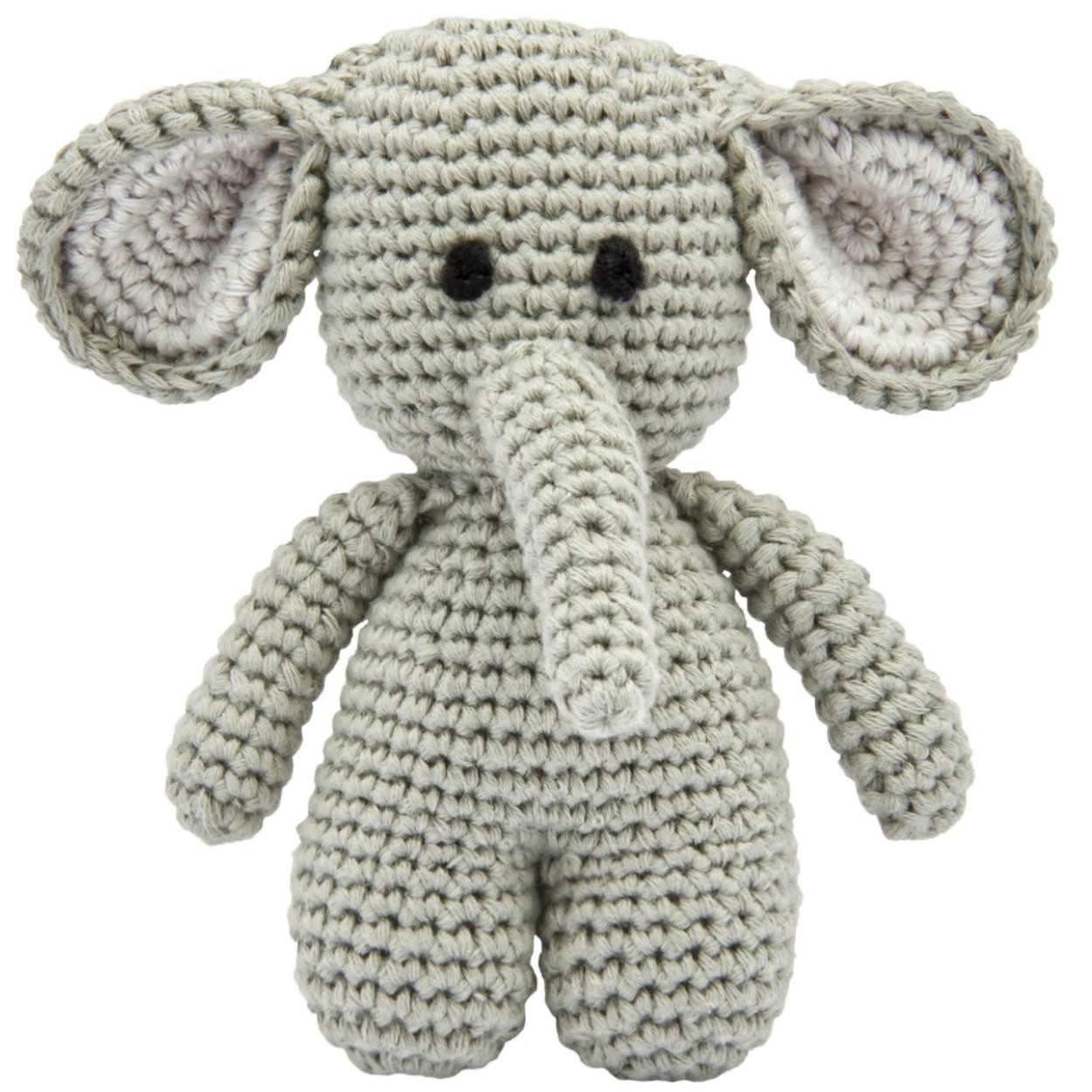 miniHeld Babypuppe Handgestrickter Elefant gehäkelt aus Baumwolle Spielzeug 15 cm