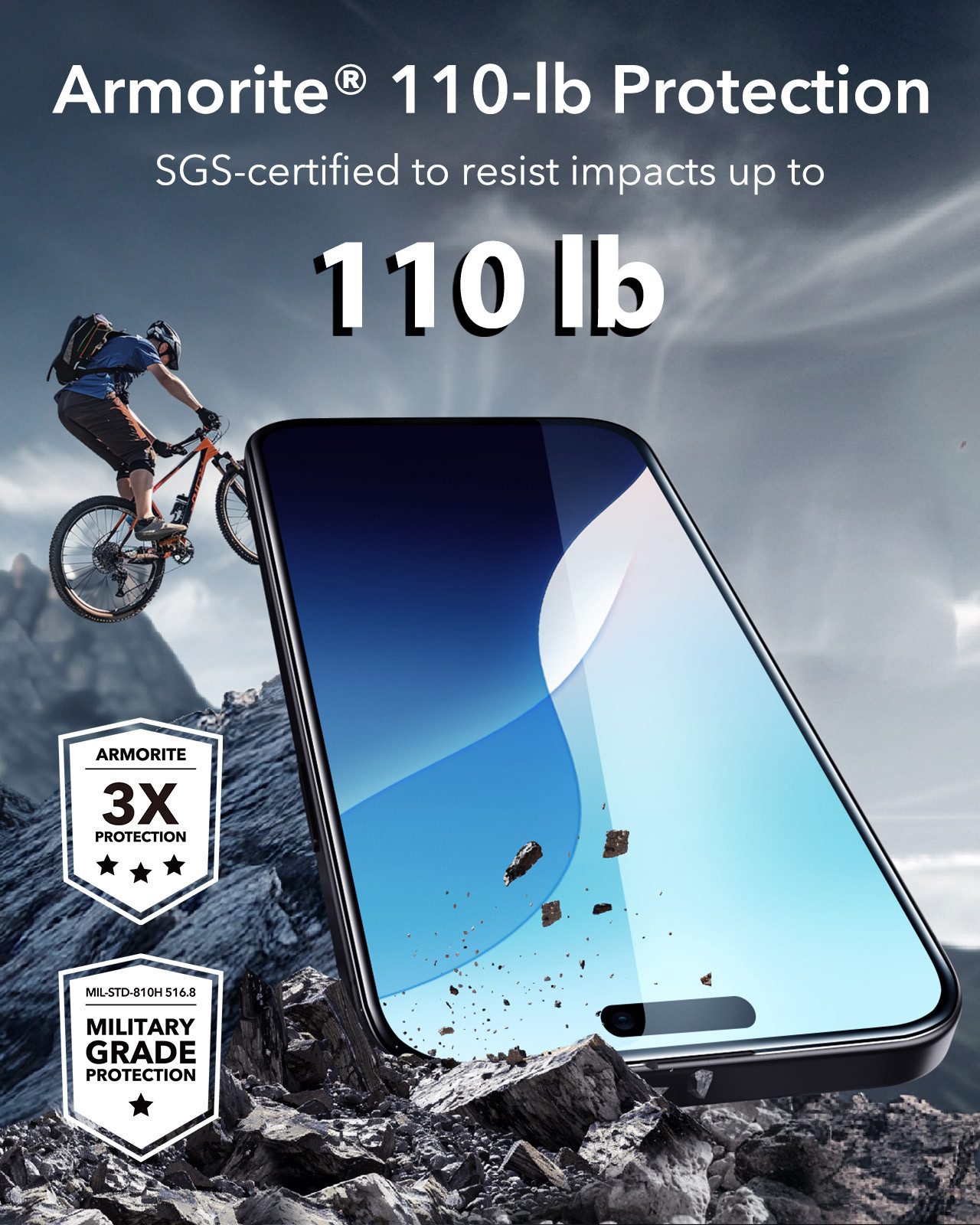 ESR Displayschutzglas Armorite Displayschutz für iPhone 16 Pro für iPhone 16 Pro, Einfache Anbringung, Ultimativer Bildschirmschutz – Bild 4 von 5