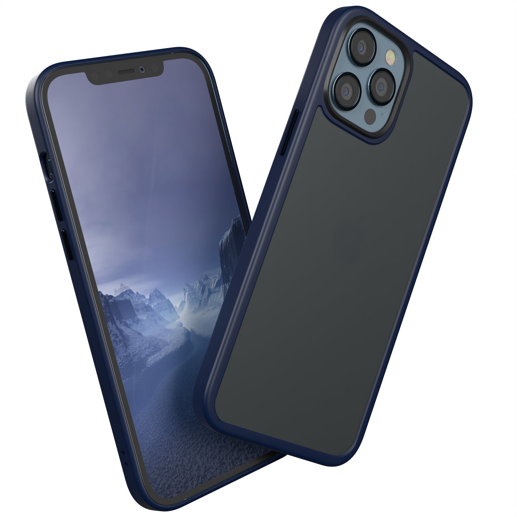 EAZY CASE Handyhülle Outdoor Case für Apple iPhone 12 Pro Max 6,7 Zoll, Hülle kompatibel mit Qi & Magsafe Robust Back Cover Blau / Nachtblau