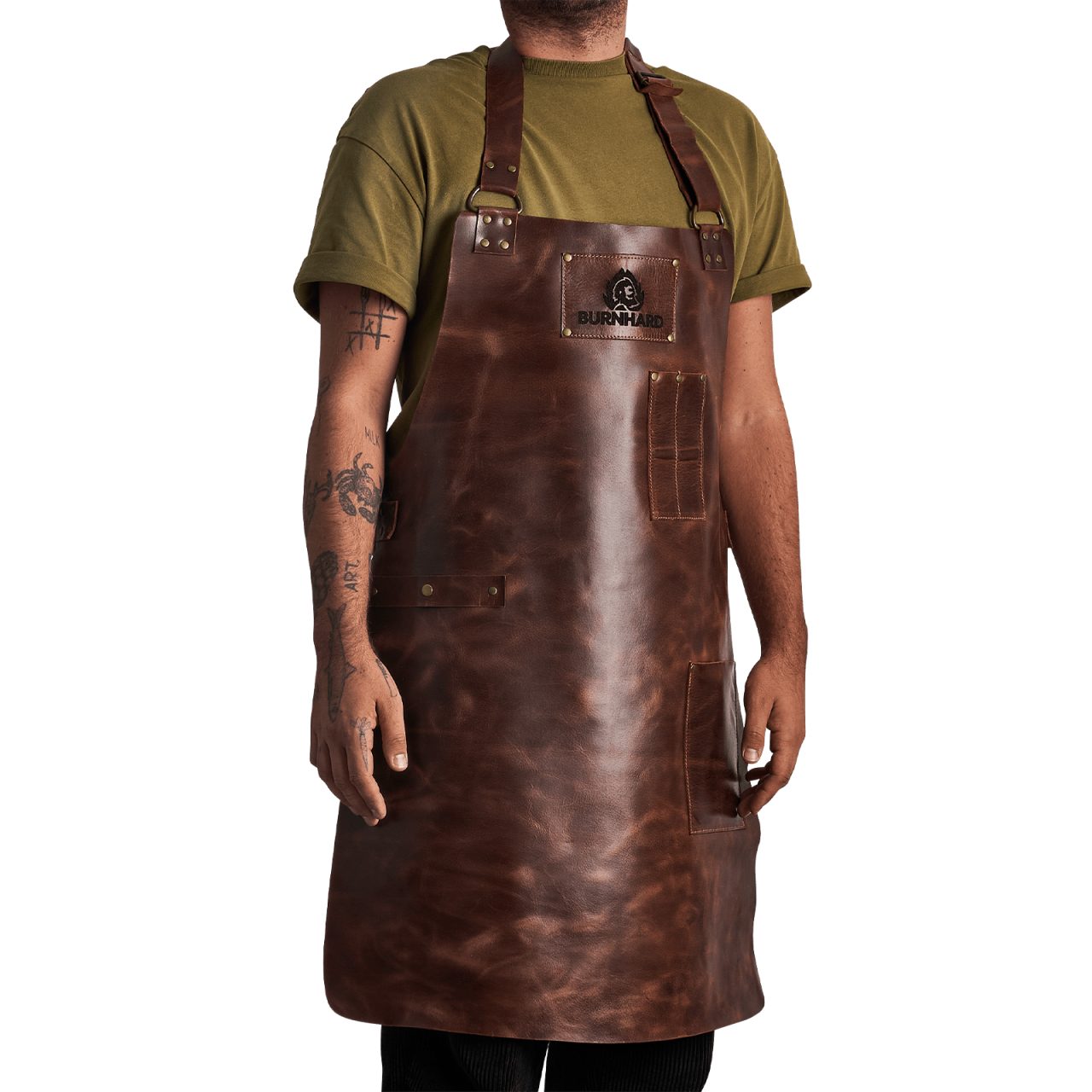 BURNHARD Grillschürze Lederschürze, Braun, Größenverstellbar, BBQ-Schürze günstig online kaufen