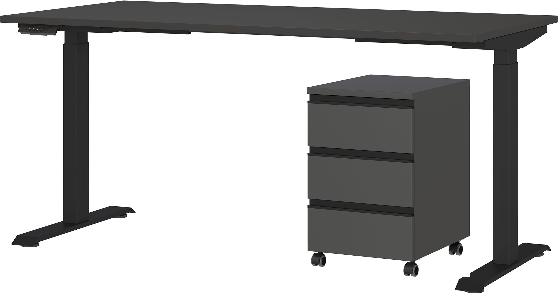 GERMANIA Büromöbel-Set Lemont, (2-tlg), Set bestehend aus höhenverstellbarem Schreibtisch und Rollcontainer