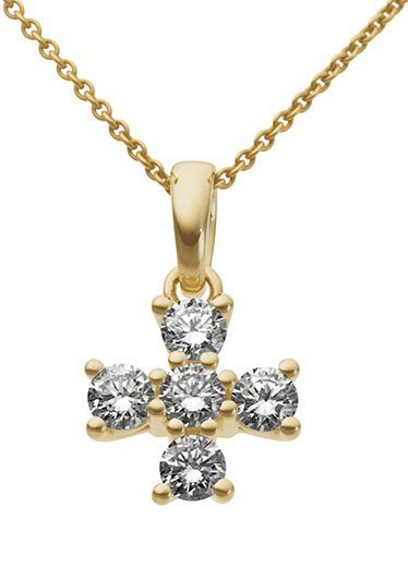 Firetti Kreuzanhänger Schmuck Geschenk Gold 585 Halsschmuck Anhänger für Halskette Kreuz, mit Brillanten