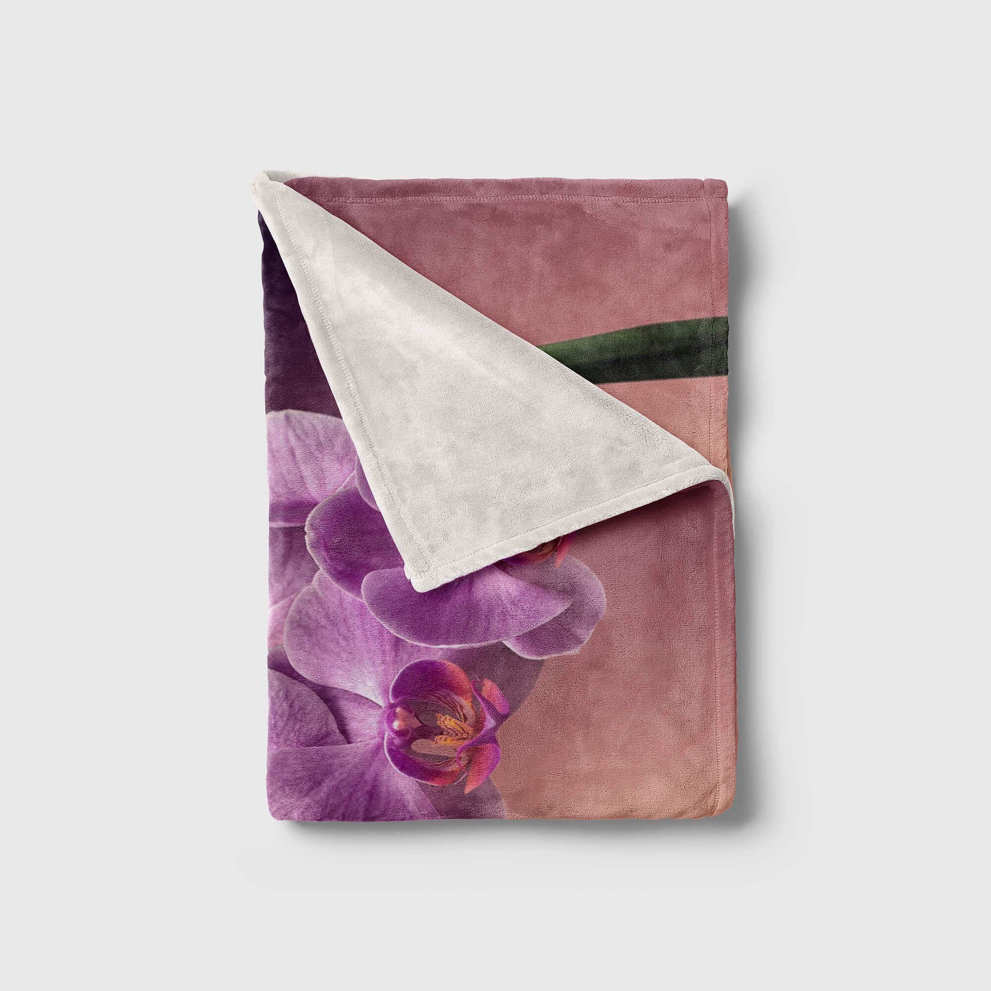Kuscheldecke Handtuch Sinus Fotomotiv Saunatuch Orchidee Strandhandtuch Blume Handtuch Blü, (1-St), Handtücher Art Baumwolle-Polyester-Mix mit