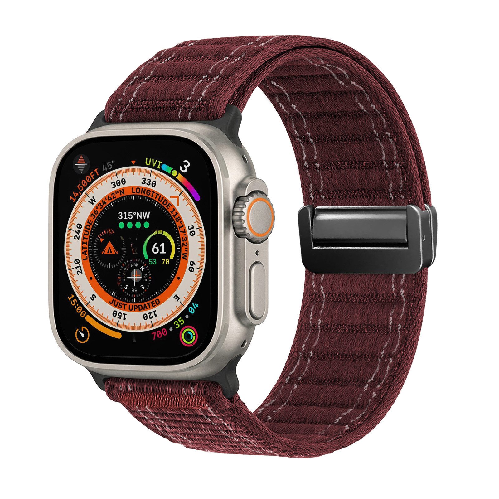 Tec-Expert Smartwatch-Armband für Apple Watch Ultra 3 49 mm Armband Ersatz Wechsel Band, Nylon Textil mit Magnetverschluss, stufenlos Verstellbar atmungsaktiv