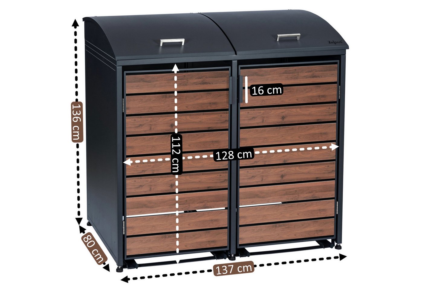 Thumbnail - Zelsius Mülltonnenbox Zelsius Mülltonnenbox mit abgerundetem Deckel für zwei 120 - 240 Liter (Set, 1 Doppelbox), Einfach...