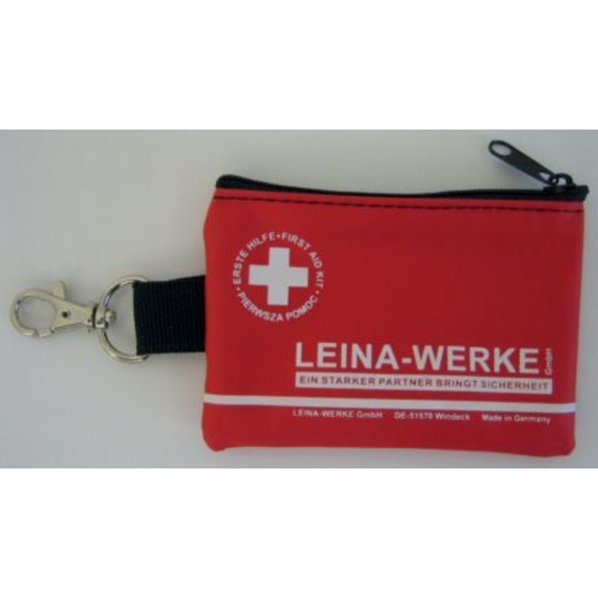 Leina-Werke Erste-Hilfe-Set Beatmungshilfe im Schlüsselanhänger - 10 x 6,5 x 1 cm rot.