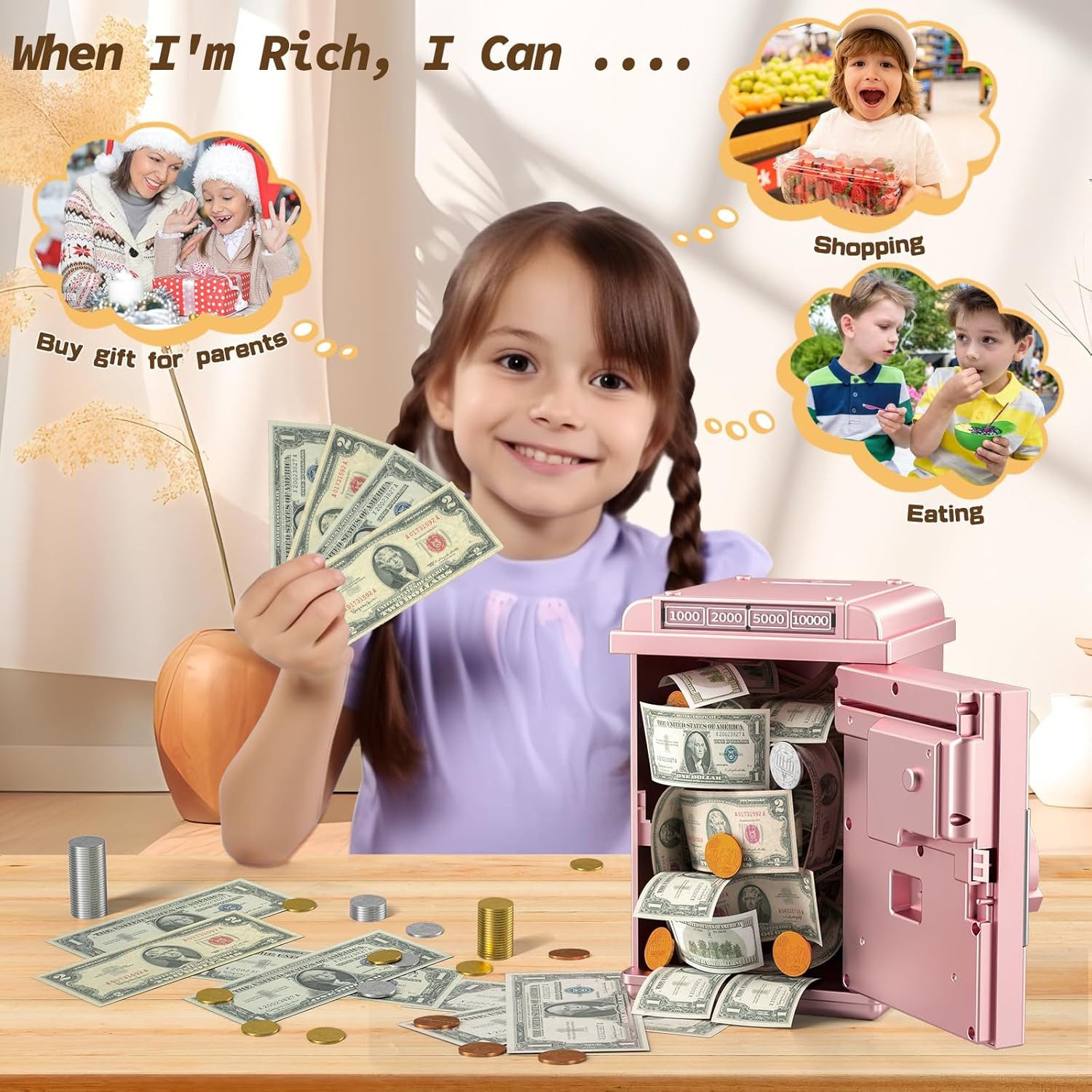 LA CUTE Spardose Elektronische Passwort-Sparschwein für Kinder Roségold Tre günstig online kaufen