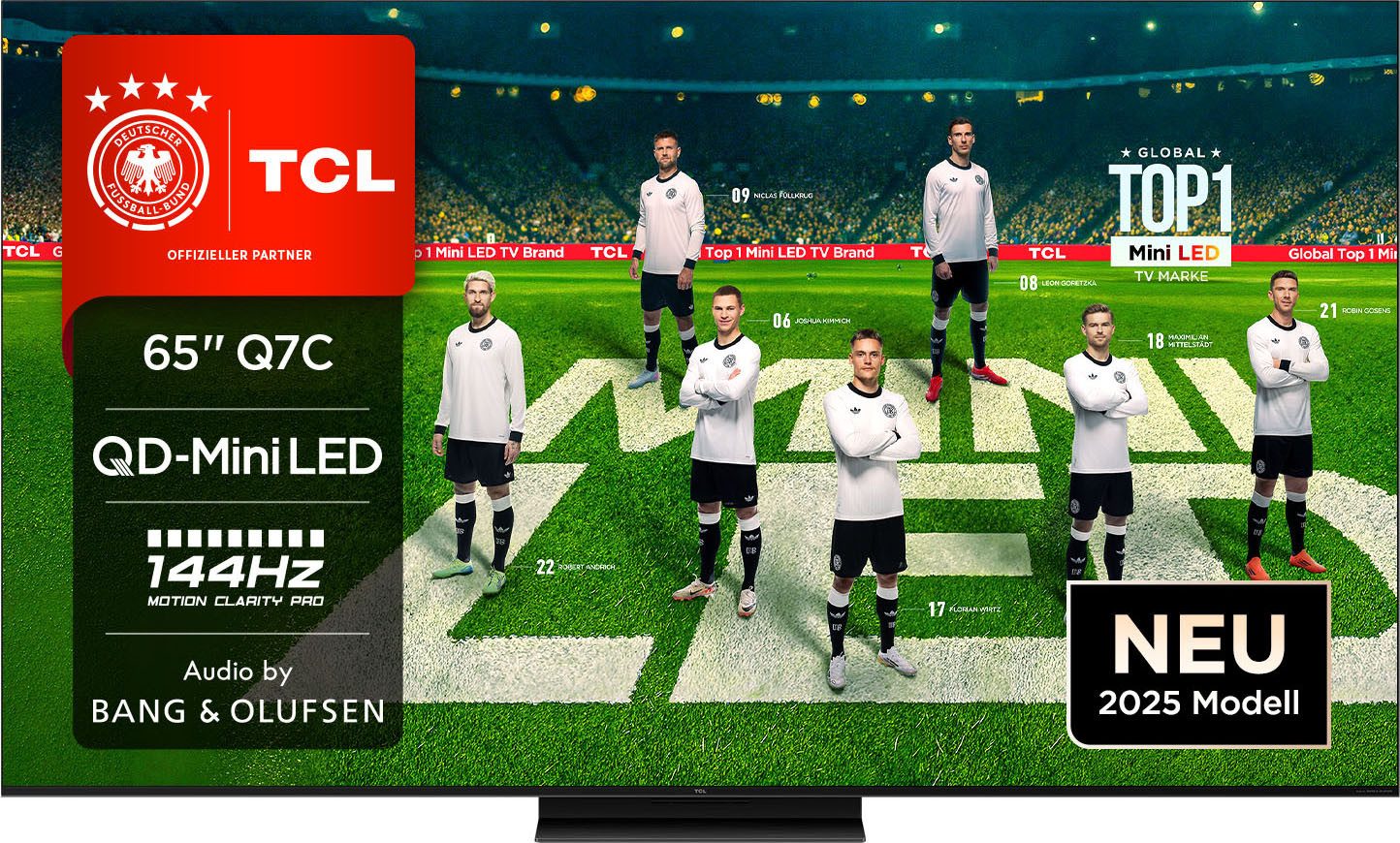 TCL 65Q7CX7 Mini-LED-Fernseher (164 cm/65 Zoll, 4K Ultra HD, Google TV, Smart-TV, Audio von Bang & Olufsen, Dolby Vision, Smart TV, Apple TV, 4K HDR)