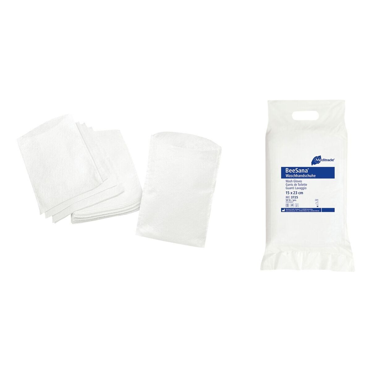 MediTrade Reinigungshandschuh BeeSana® (50-St) Waschhandschuh Molton, 50 Stück