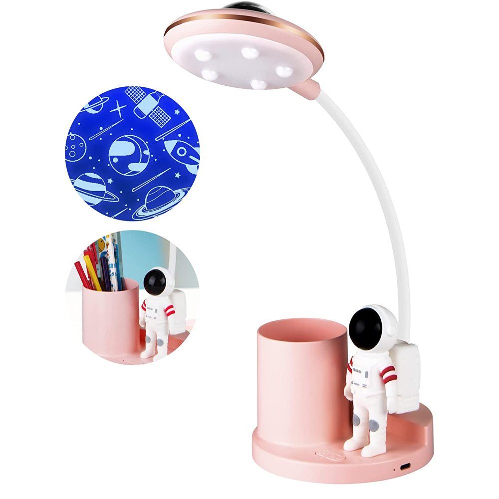 GelldG LED Schreibtischlampe Schreibtischlampe LED Kinder 5W, Tischlampe Batteriebetrieben rosa