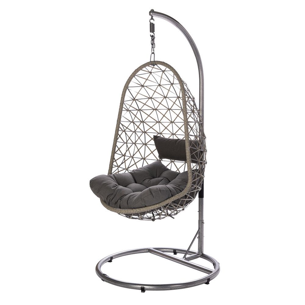 MICA Gartenlounge-Bank Hängesessel mit Gestell - grau - Höhe ca. 195 cm